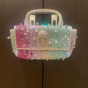 Philipp Plein silver leather multicolor Crystals embellished Mini crossbody Bag